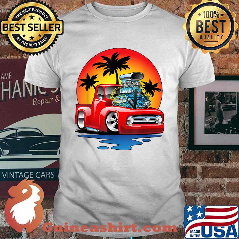 Classic Hot Rod Pick-up Truck Cartoon T-Shirt