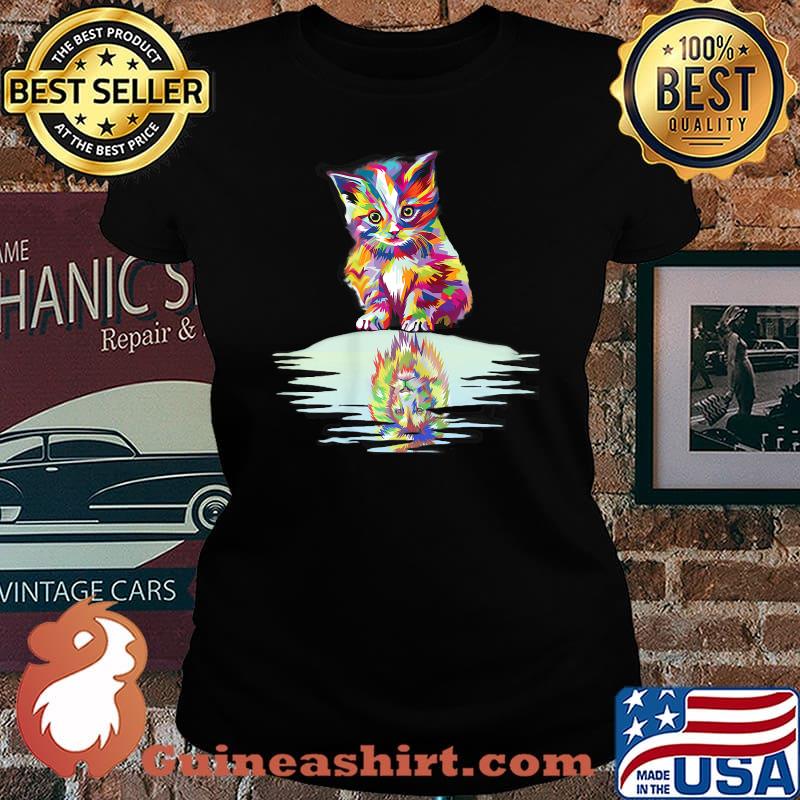 Colorful Lion Head Cute Cat T-Shirt Laides tee
