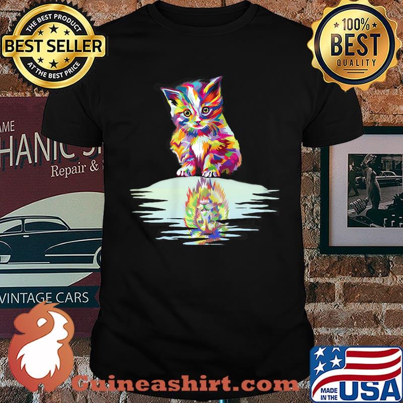Colorful Lion Head Cute Cat T-Shirt