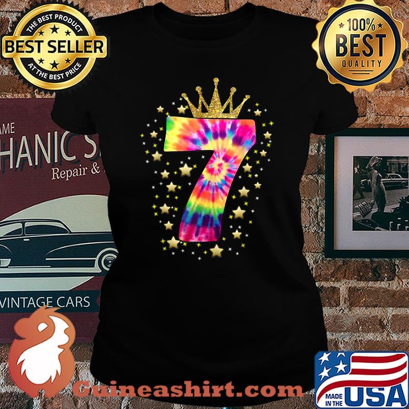Colorful Tie Dye Number 7 Year Old Girls 7th Birthday T-Shirt Laides tee
