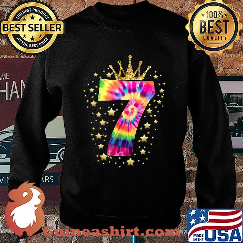 Colorful Tie Dye Number 7 Year Old Girls 7th Birthday T-Shirt Sweater