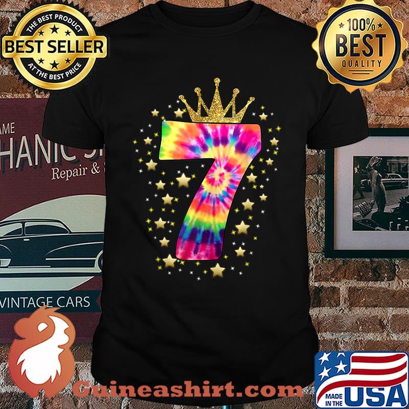 Colorful Tie Dye Number 7 Year Old Girls 7th Birthday T-Shirt