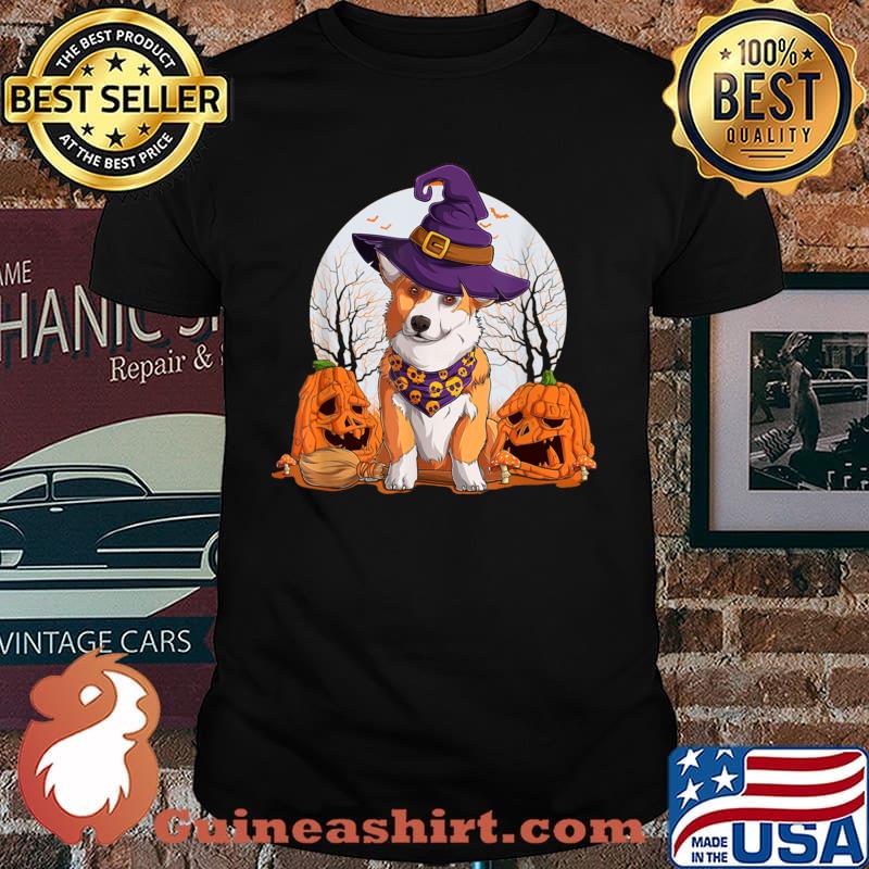 Corgi Mom Ever Funny Halloween Corgi Pumkin Witch Hat Shirt