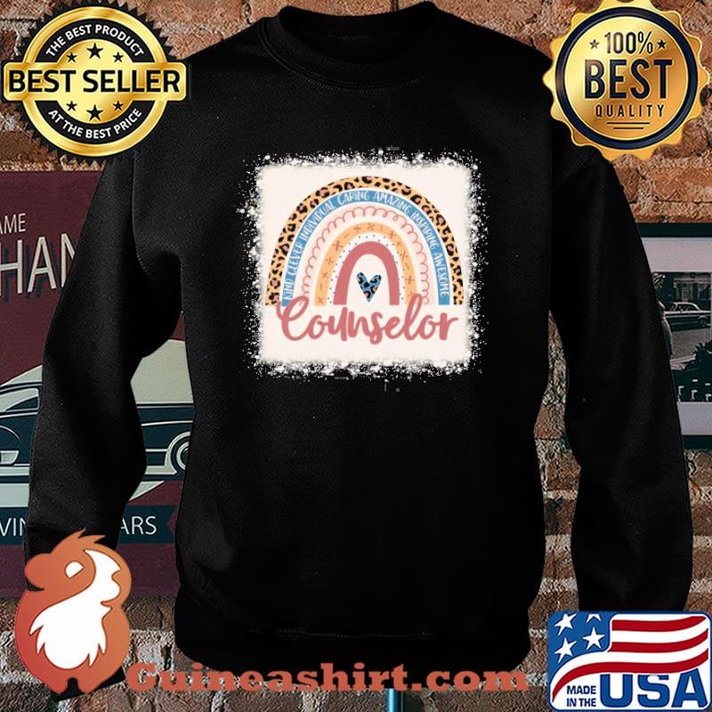 Counselor Rainbow Leopard King Clever Imdividual Caring Amazing Bleached School Counselor Shier Sweater