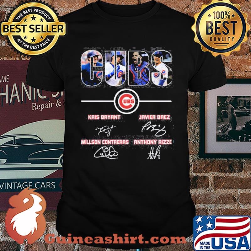 Cubs Kris Bryant Javier Baez Willson Contreras Anthony Rizzo Signatures shirt