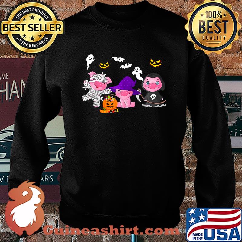 Cute Pig Mummy Pumpkin With Candy Halloween Costume T-Shirt Sweater