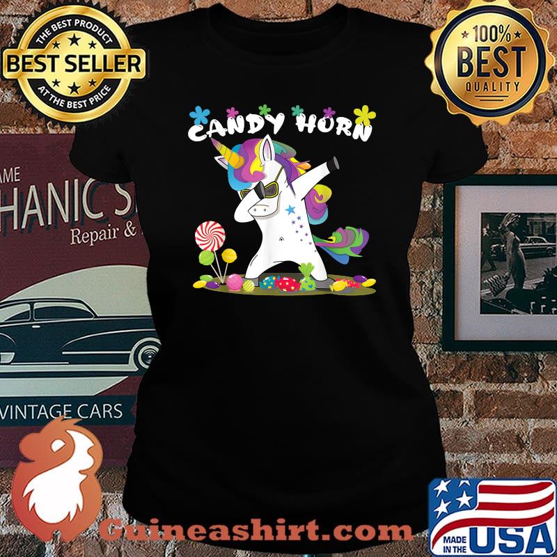 Cute Unicorn Candy Horn Halloween T-Shirt Laides tee