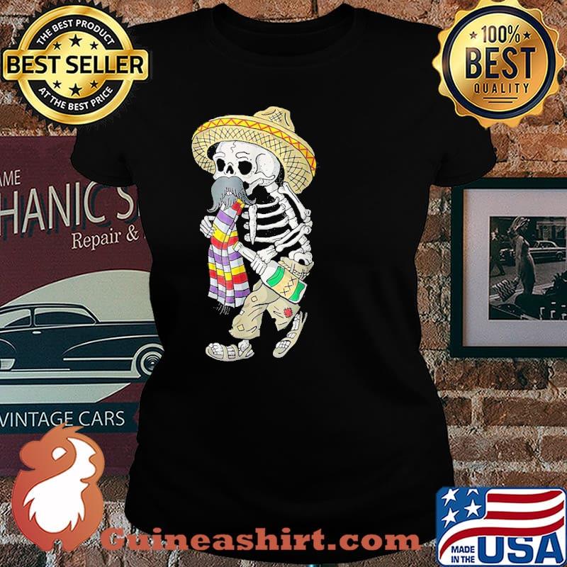 Day Of The Dead Bearded Sugar Skull Halloween Shirt Laides tee