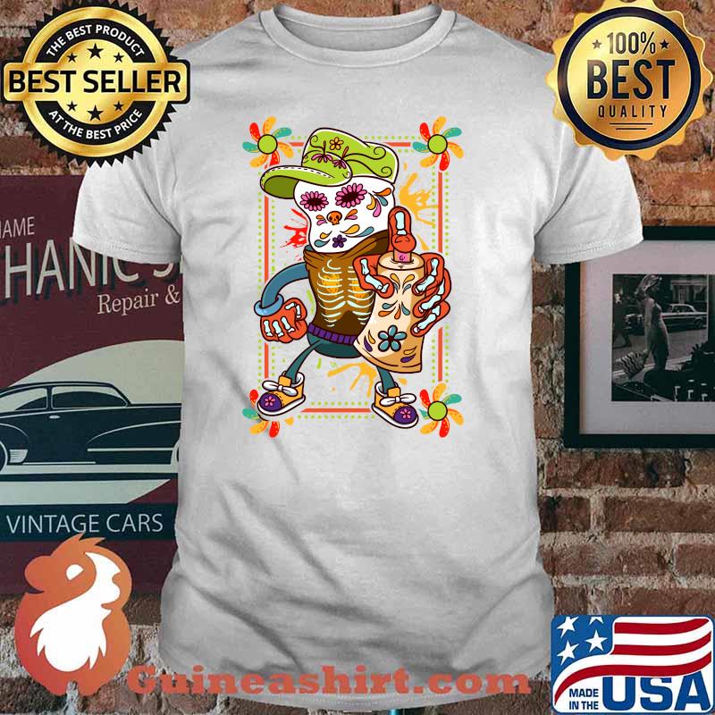 Day Of The Dead Sugar Skull Spray Paint Halloween T-Shirt