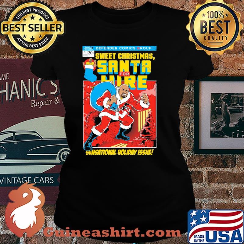Defender comics group sweet christmas santa for hire sensational holiday issue s Laides tee