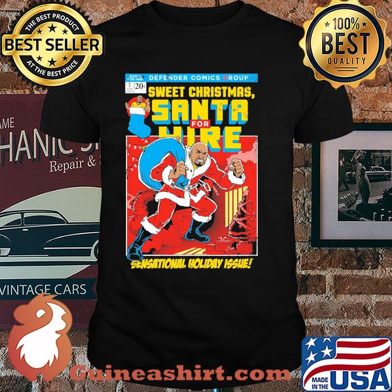 Defender comics group sweet christmas santa for hire sensational holiday issue shirt