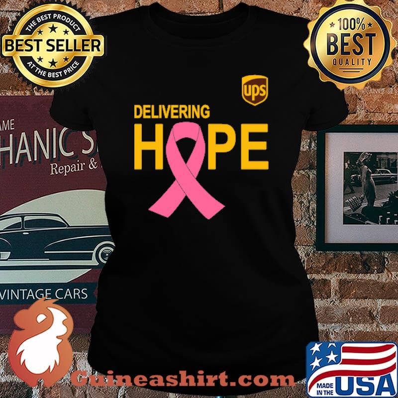 Delivering hope ups logo pink ribbon breast cancer s Laides tee