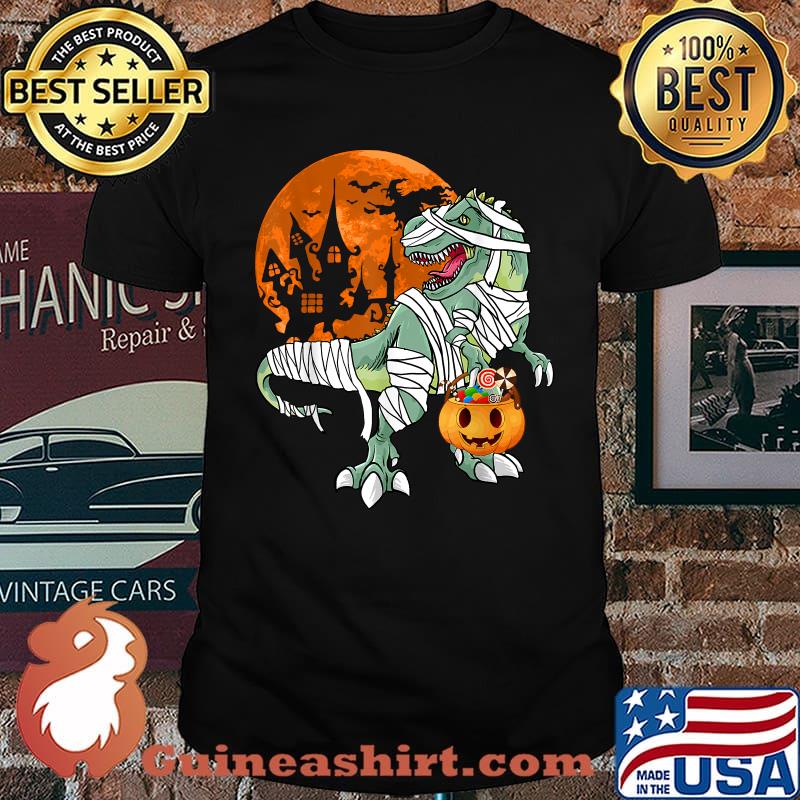 Dinosaur T-rex Mummy Pumpkin Halloween T-Shirt