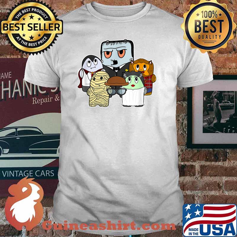 Dracula Frankenstein Mummy Wolfman Group Halloween Monsters T-Shirt