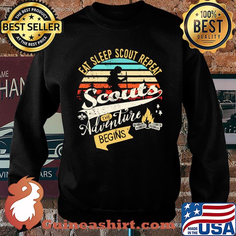 Eat sleep scout repeat scouts the adventure begins vintage s Sweater
