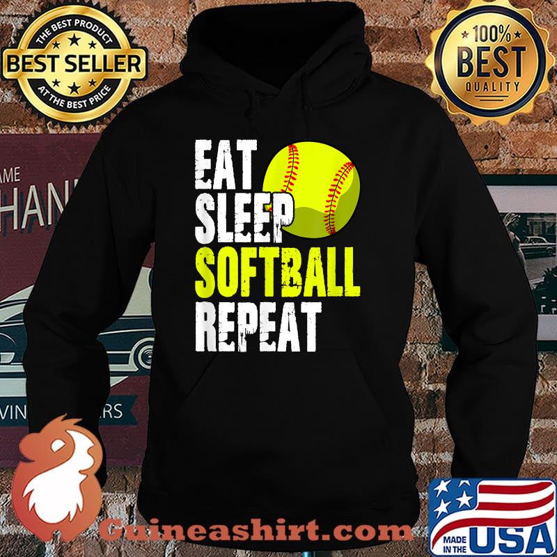 Eat Sleep Softball Reapeat Player Batter Catcher Pitcher T-Shirt Hoodie