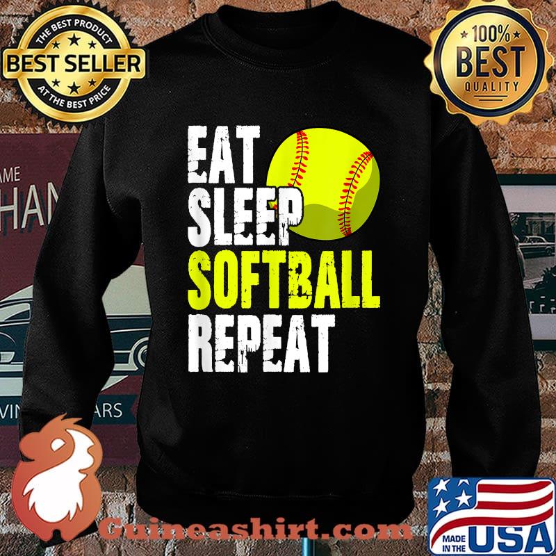 Eat Sleep Softball Reapeat Player Batter Catcher Pitcher T-Shirt Sweater