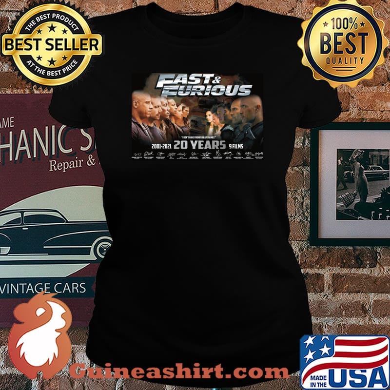 Fast and Furious 2001-2021 20 years 9 films signatures s Laides tee
