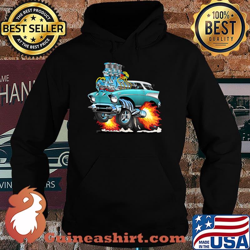 Fifties Style Muscle Car Hot Rod Station Wagon Cartoon T-Shirt Hoodie