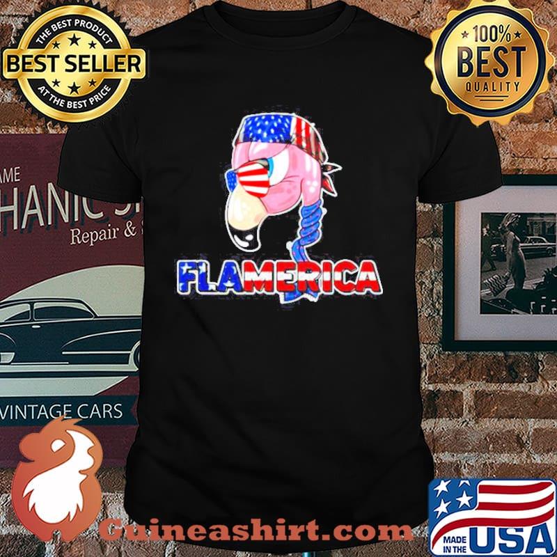 Flamerica Flamingo American Flag shirt