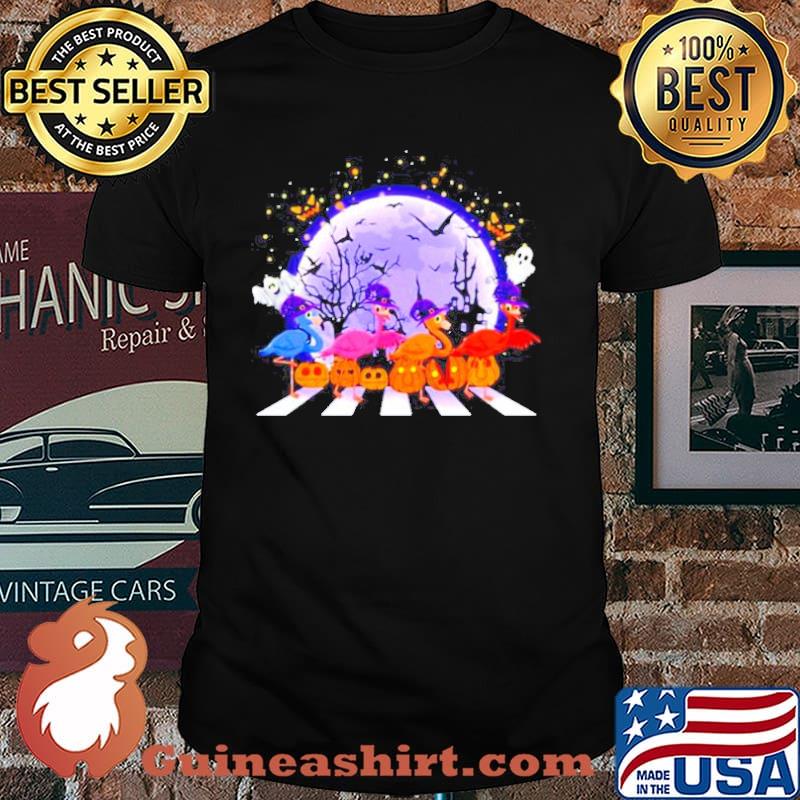 Flamingo Witch Abbey Road Moon Happy Halloween 2021 shirt