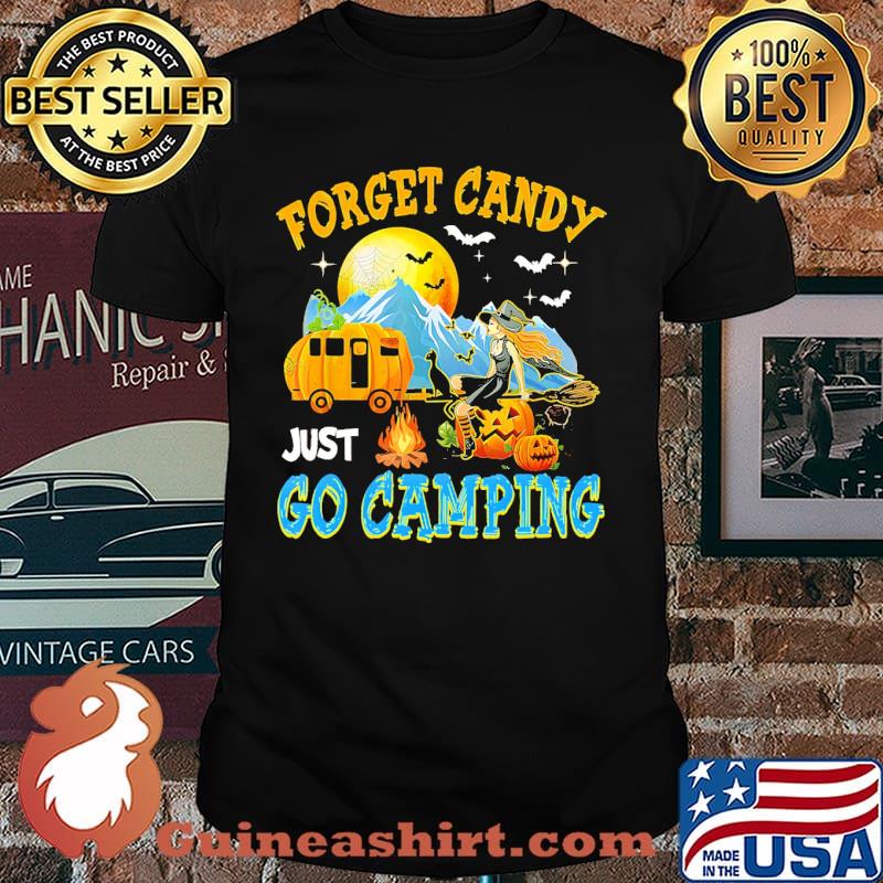 Forget Candy Just Go Camping Halloween Witch Pumpkin Moon Shirt