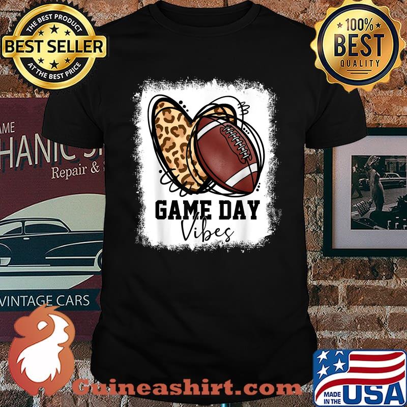 Game Day Vibes Football Heart Leopard T-Shirt