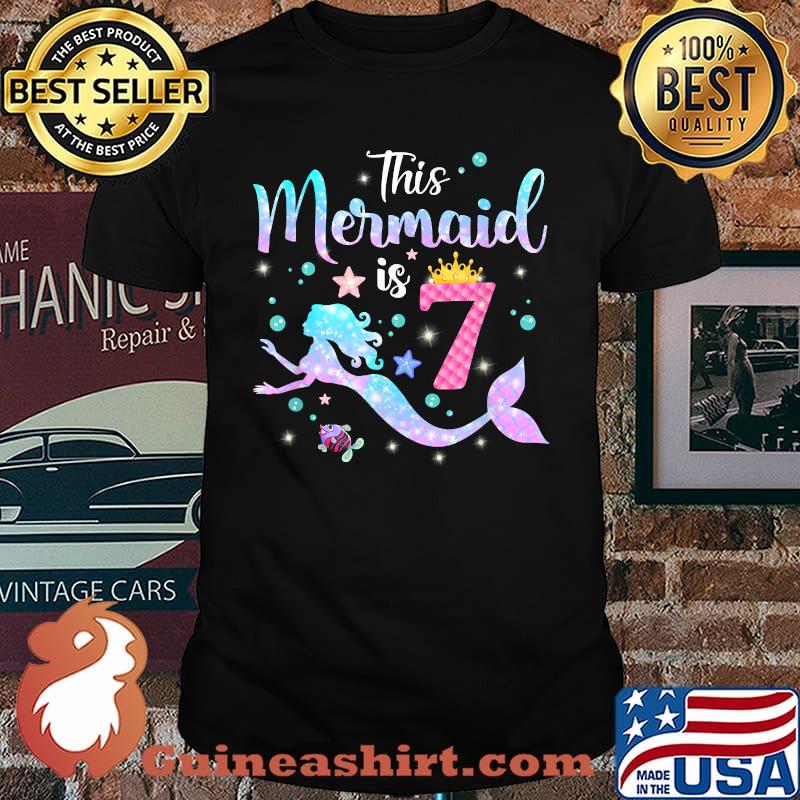 Girls 7th Birthday This Mermaid Is 7 Years Old Kids Costume T-Shirt