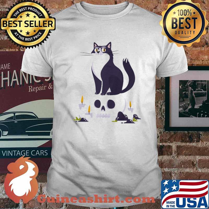 Halloween Cat Candle Skull Shirt