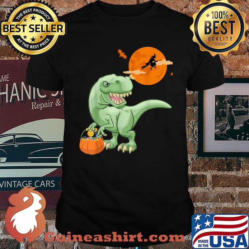 Halloween Dinosaur T-rex and Witch Moon T-Shirt