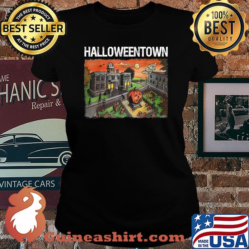Halloween Town in University Pumpkin And Ghost T-Shirt Laides tee