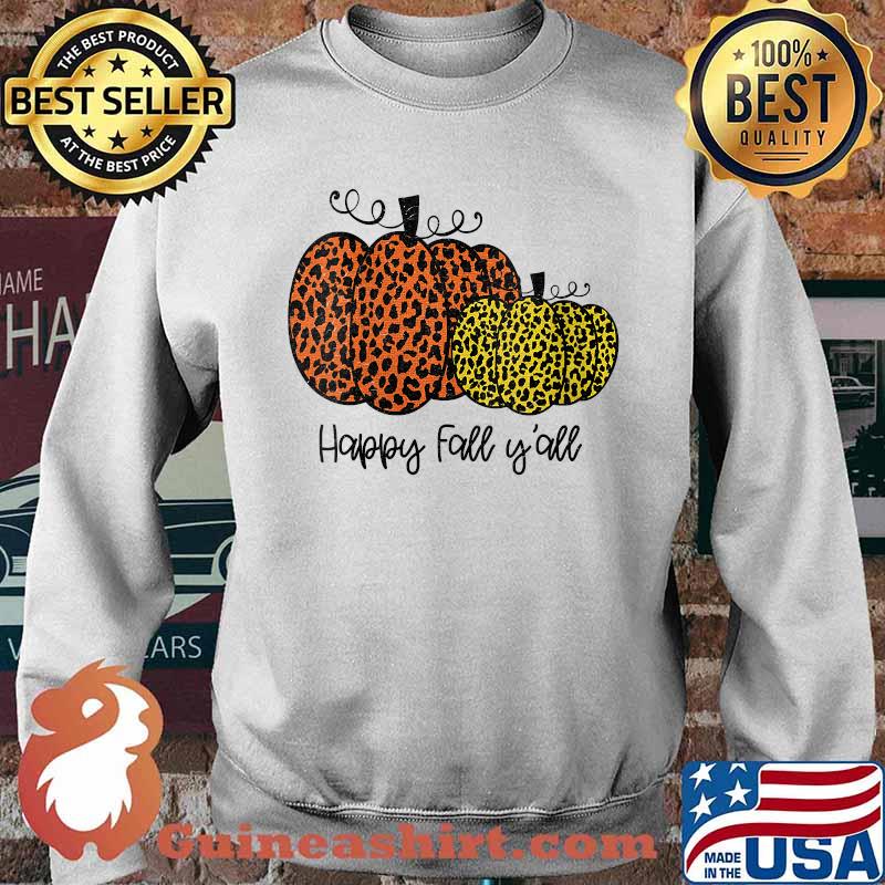 Happy Fall Yall Pumpkin Leopard Halloween T-Shirt Sweater