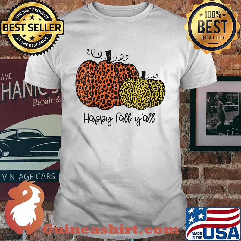 Happy Fall Yall Pumpkin Leopard Halloween T-Shirt