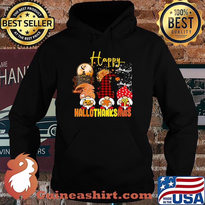 Happy Hallothanksmas Merry Christmas Gnomes Lover Halloween T-Shirt Hoodie