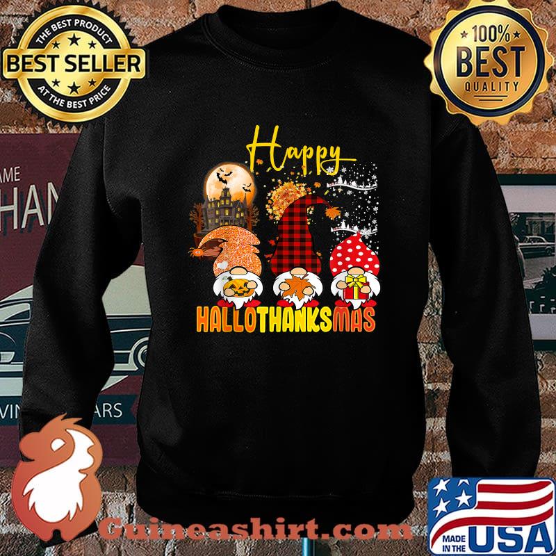 Happy Hallothanksmas Merry Christmas Gnomes Lover Halloween T-Shirt Sweater
