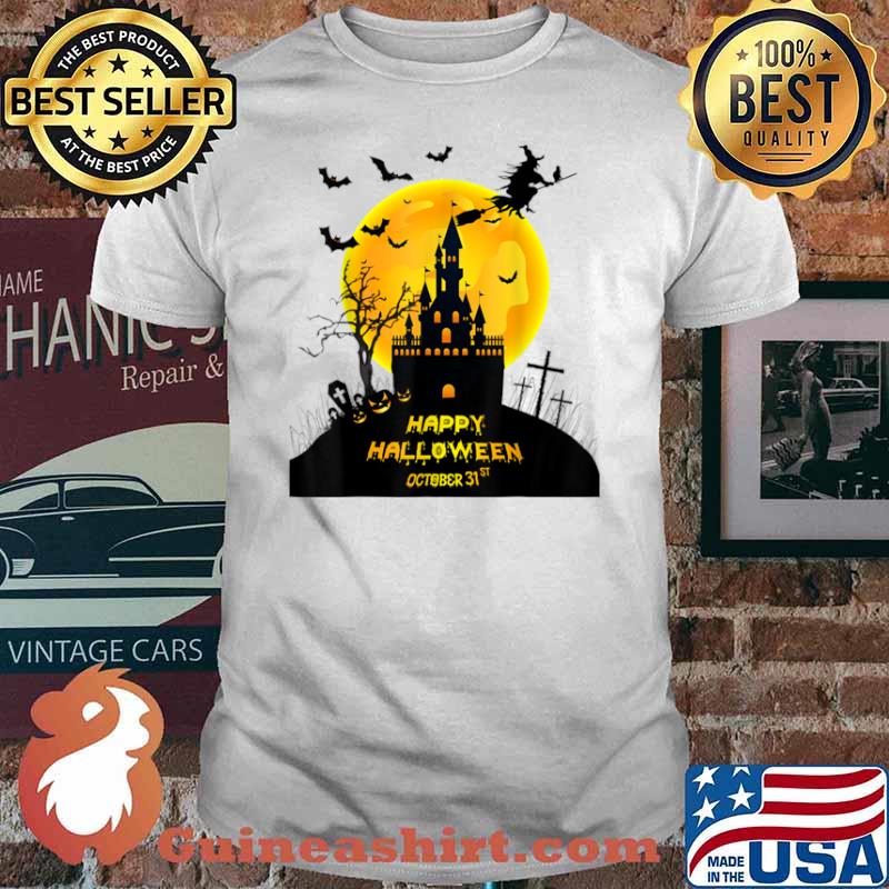 Happy Halloween Festival 31st October Witch Bat Night Moon Shirt
