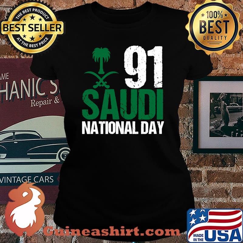 Happy Saudi Arabia Tree Swords National Day 91 T-Shirt Laides tee