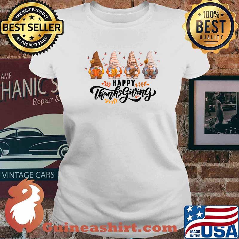 Happy Thanksgiving Gnomes Autumn Season T-Shirt Ladies tee