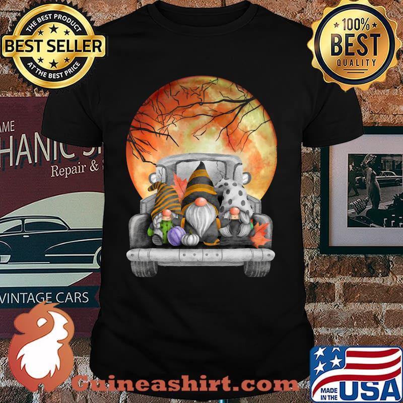 Harvest Fall Halloween moon gnomes truck T-Shirt