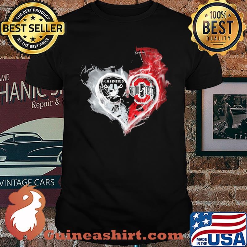 Heart skull raiders and ohio state shirt