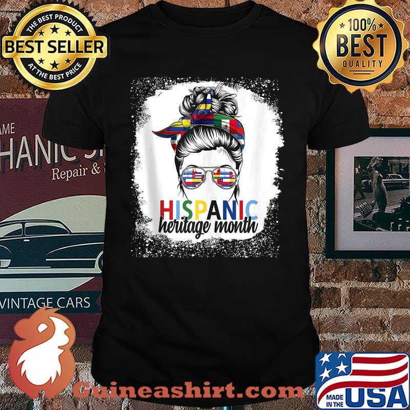 Hispanic Heritage Month all Countries Flags women messy bun Tank Top