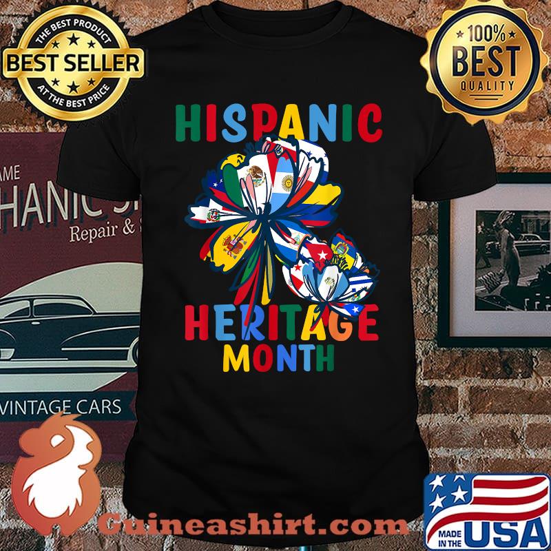 Hispanic Heritage Month Countries Latino Flags Flower T-Shirt