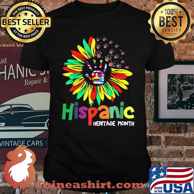 Hispanic Heritage Month Latino Countries Flag Sunflower T-Shirt