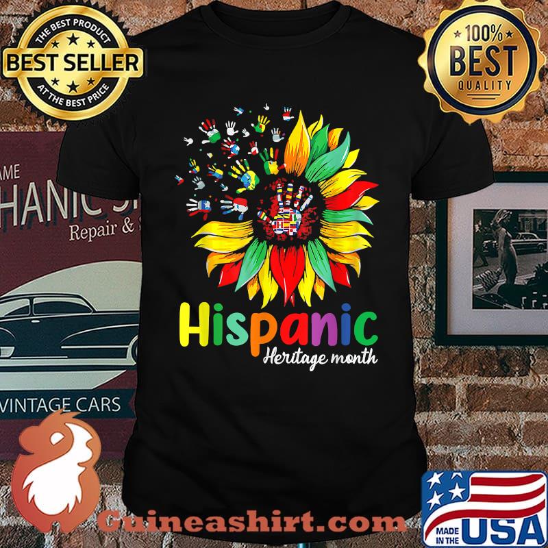 Hispanic Heritage Month Latino Countries Flags Sunflower T-Shirt