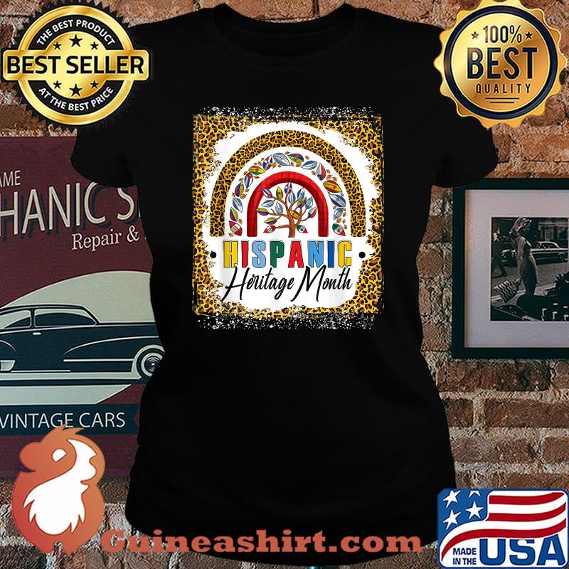 hispanic heritage month Rainbow All Countries Flags Leopard T-Shirt Laides tee