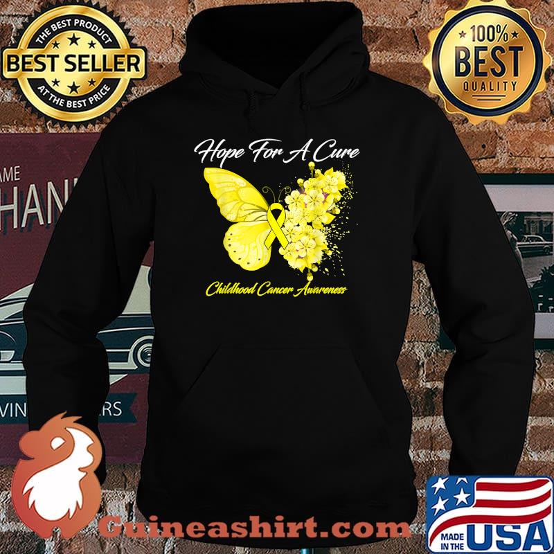 Hope For A Cure Childhood Cancer Awareness Butterfly T-Shirt Hoodie