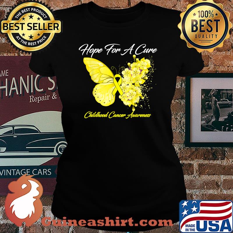 Hope For A Cure Childhood Cancer Awareness Butterfly T-Shirt Laides tee