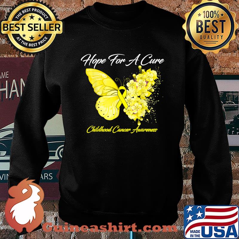 Hope For A Cure Childhood Cancer Awareness Butterfly T-Shirt Sweater