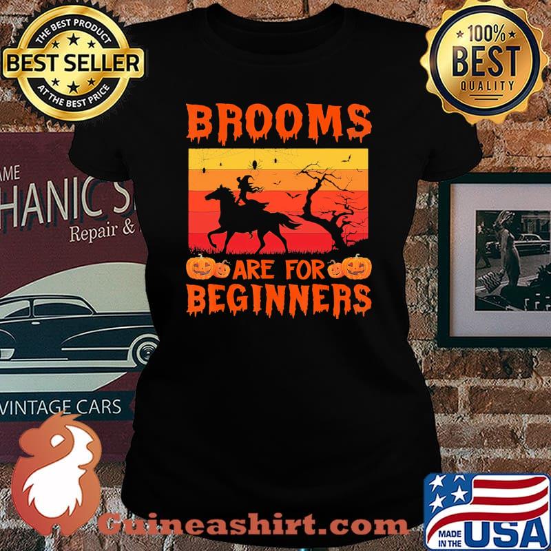 Horse brooms are for beginners Halloween vintage s Laides tee