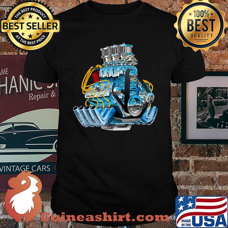 Hot Rod Muscle Car Dragster Race Engine Cartoon Illustration T-Shirt